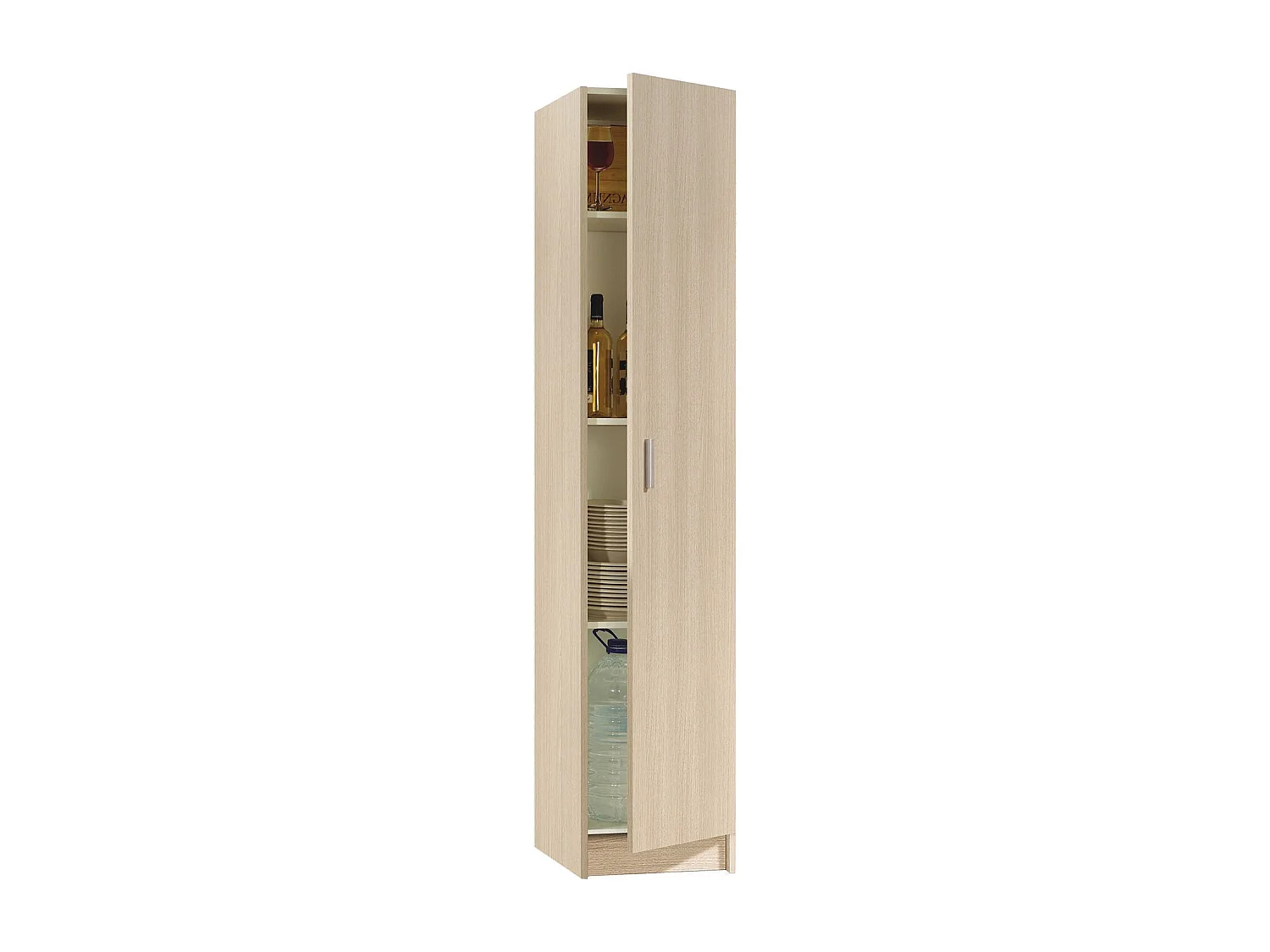 Armoire polyvalente Clearwater, Armoire auxiliaire avec 1 porte, Armoire à chaussures avec étagères, Étagère à chaussures verticale, 37x37h180 cm, Chêne