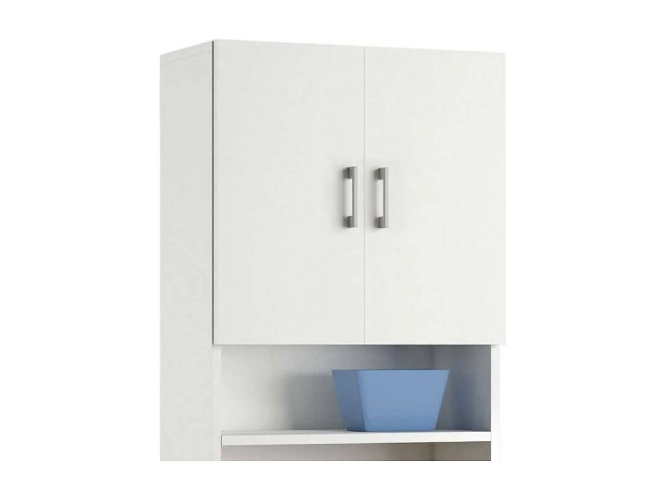 Anemone multifunctionele kledingkast, Lineaire kast met 2 draaideuren en planken, Waskast voor wasmachine, 100% Made in Italy, 65x32h195 cm, Wit