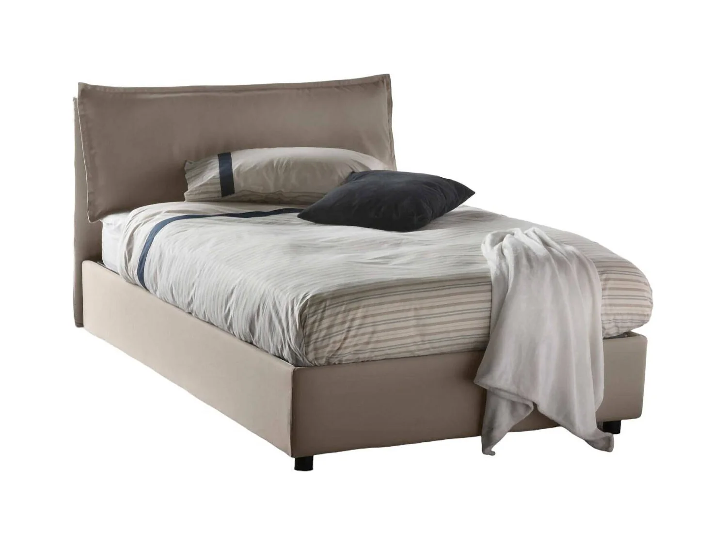 Lit queen size Claudia, lit coffre avec revêtement en tissu, 100% Made in Italy, ouverture frontale, adapté pour matelas 120x200 cm, gris tourterelle