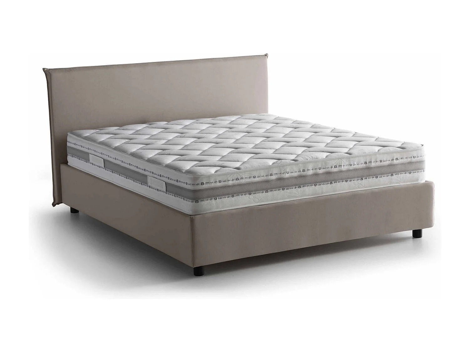Talamo Italia Frans Bed Bernadette Grijs Taupe Inclusief Matras, Afneembare Bekleding, Opbergruimte Made in Italy