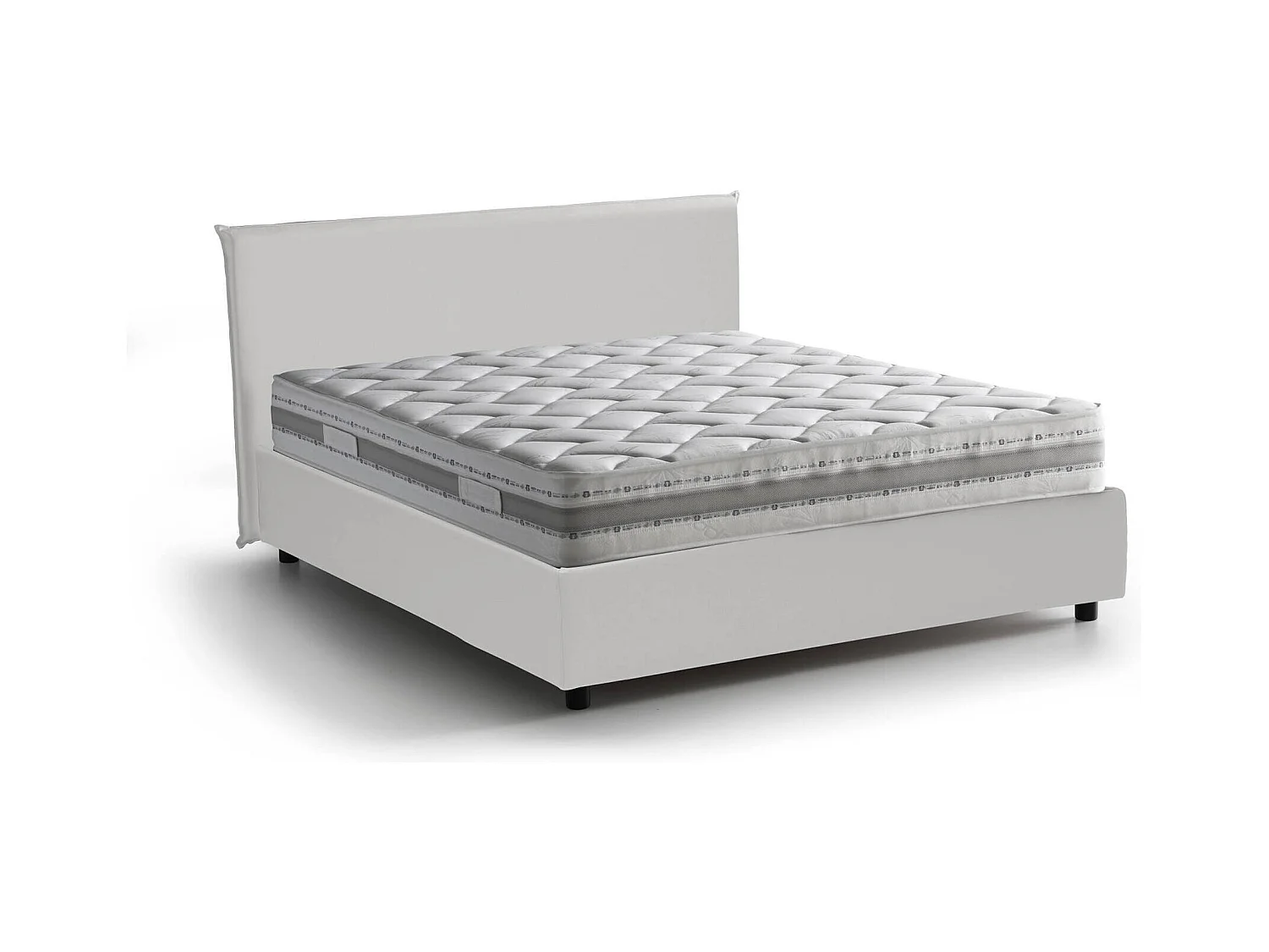 Bella tweepersoonsbed, Opbergbed met bekleding van eco-leer, 100% Made in Italy, Opening aan de voorkant, inclusief matras van 140x200 cm, Wit