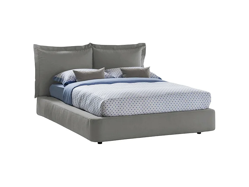 Lit double Cornelia, Lit coffre avec revêtement en tissu, 100% Made in Italy, Ouverture frontale, adapté pour matelas 160x190 cm, Gris
