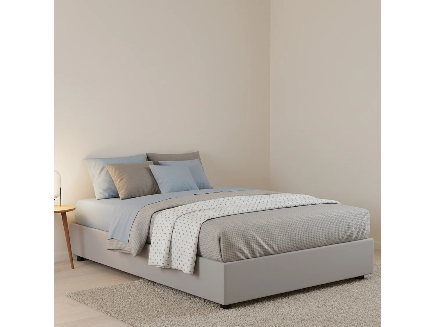 Lit double Greta, lit coffre avec revêtement en éco-cuir, 100% Made in Italy, ouverture latérale, avec matelas 120x190 cm inclus, Blanc