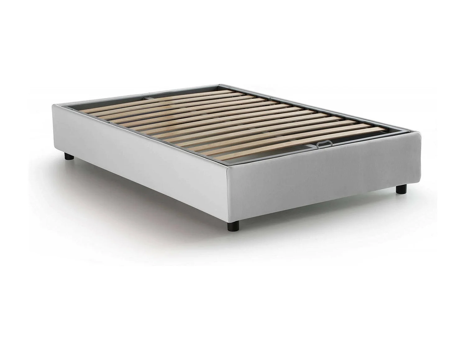 Cama de casal Camilla, Cama de armazenamento com forro de tecido, 100% Fabricado na Itália, Abertura lateral, adequada para colchão 120x190 cm, Branco