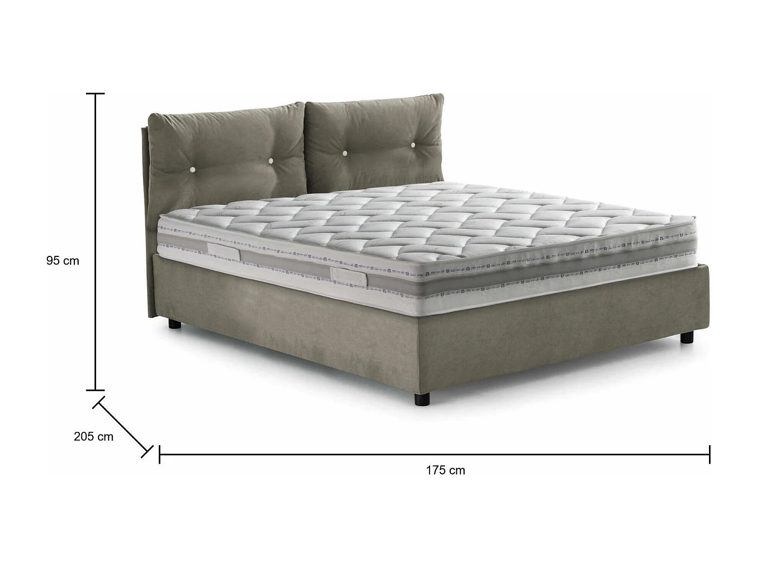 Rita tweepersoonsbed, Opbergbed met stoffen bekleding, 100% Made in Italy, Opening aan de voorkant, inclusief matras 160x190 cm, Taupe