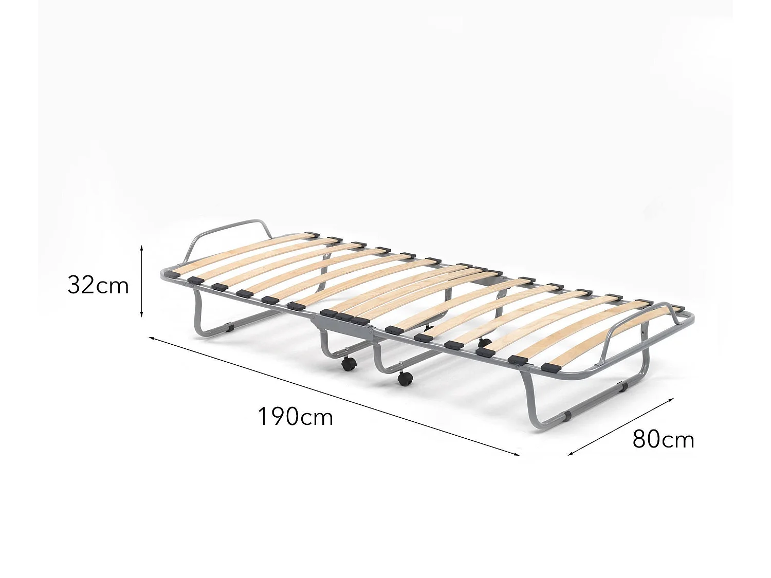 Lit pliant Betta, lit simple orthopédique et pliable, 100% Made in Italy, lit avec revêtement en éco-cuir, avec matelas 80x190 cm inclus, gris tourterelle