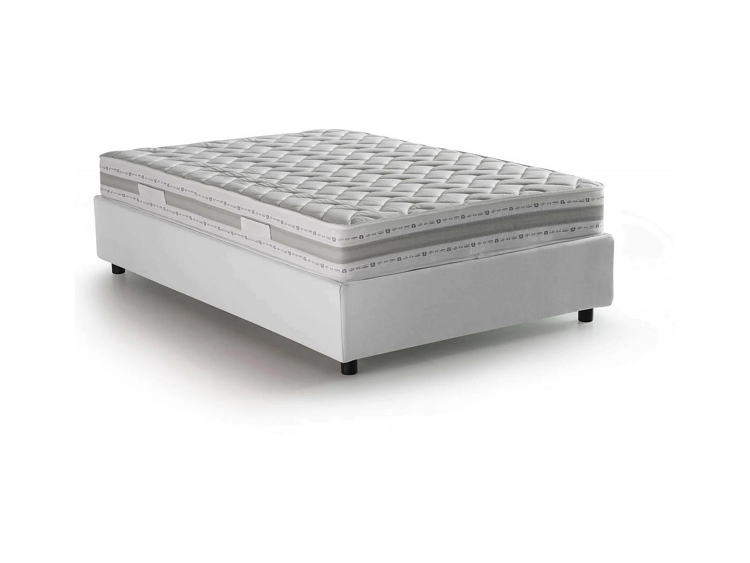 Lit double Rebecca, Lit coffre avec revêtement en tissu, 100% Made in Italy, Ouverture frontale, avec matelas 120x200 cm inclus, Blanc