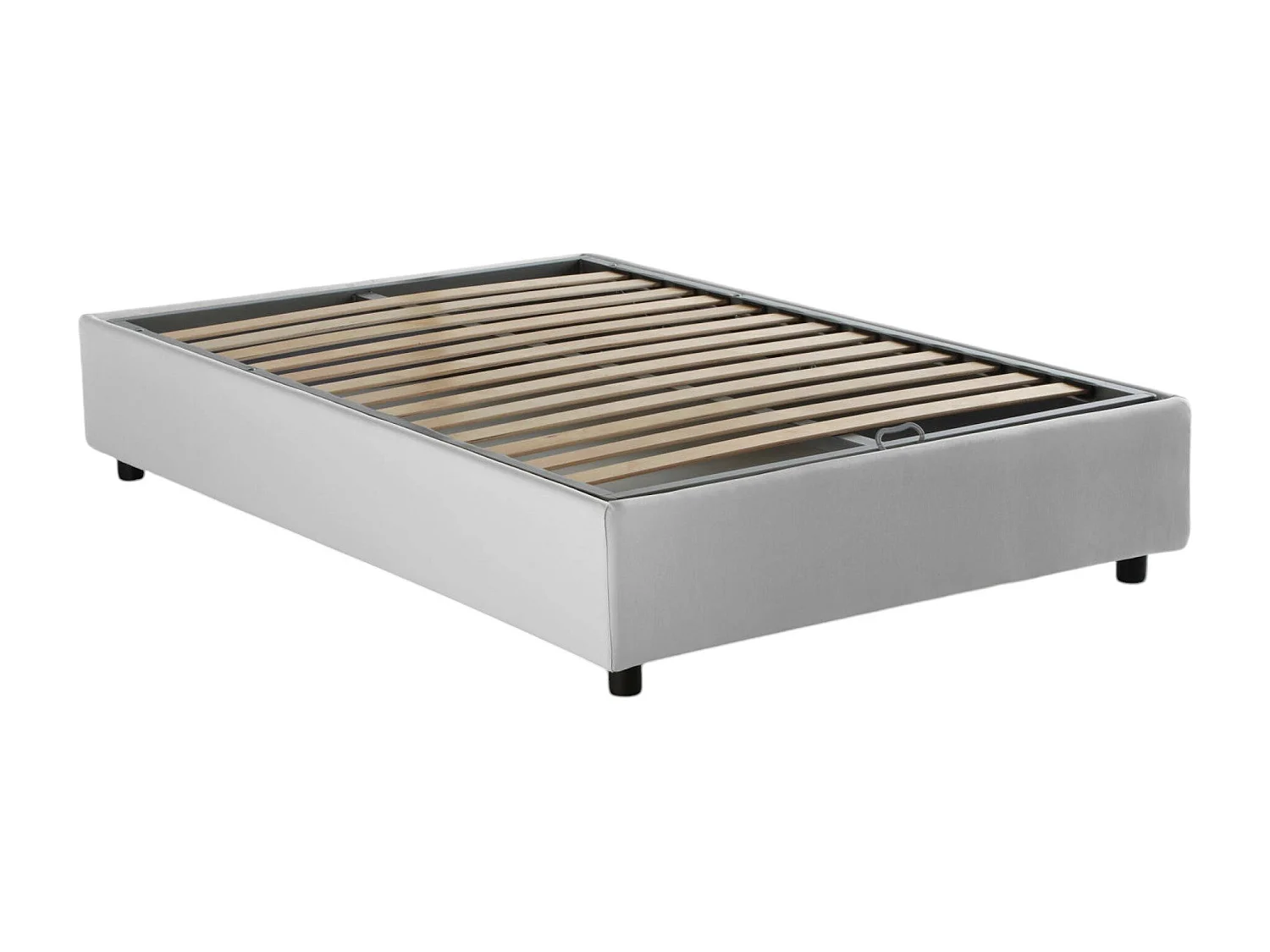 Cama doble Rebecca, Cama contenedor con revestimiento de tela, 100% Made in Italy, Apertura frontal, con colchón de 120x200 cm incluido, Blanco
