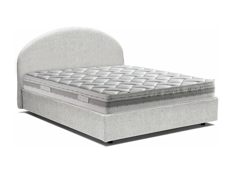 Lit double Connie, lit coffre avec revêtement en tissu, 100% Made in Italy, ouverture frontale, avec matelas 120x190 cm inclus, Blanc