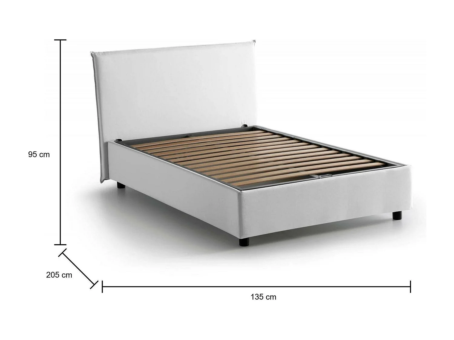 Talamo Italië Half-tweepersoonsbed Ashasa Wit, Afneembare Overtrek, Opbergbox, Matrasmaat 120x190 cm Made in Italy