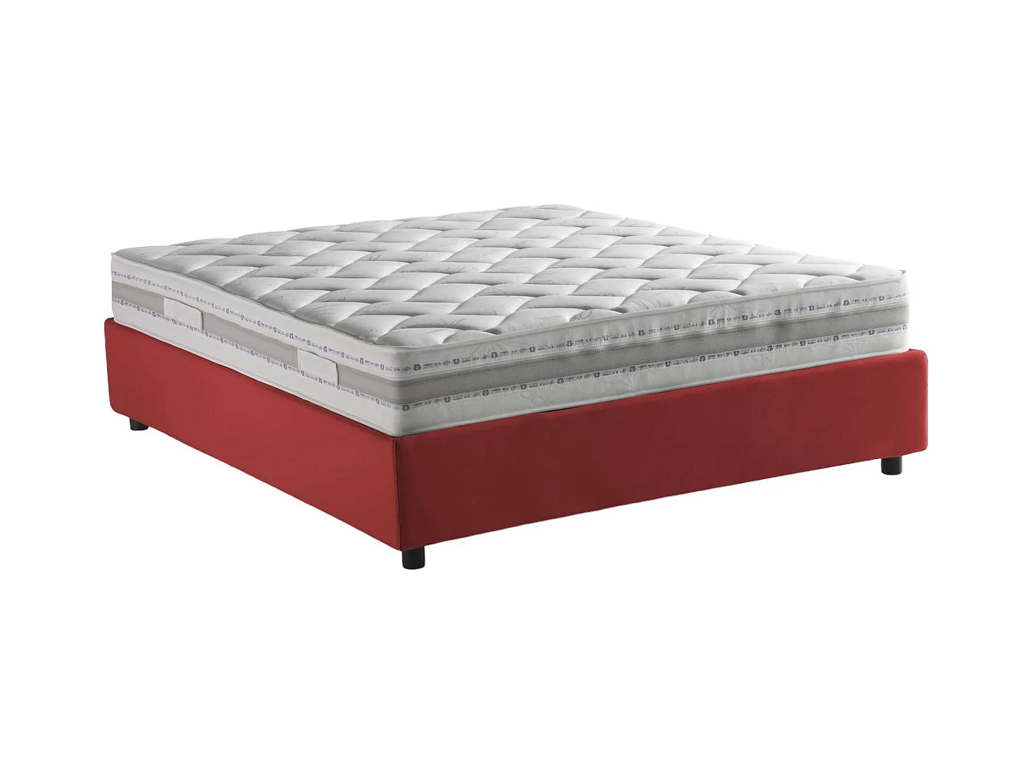Lit double Gioia, Lit coffre avec revêtement en tissu, 100% Made in Italy, Ouverture frontale, avec matelas 140x200 cm inclus, Rouge