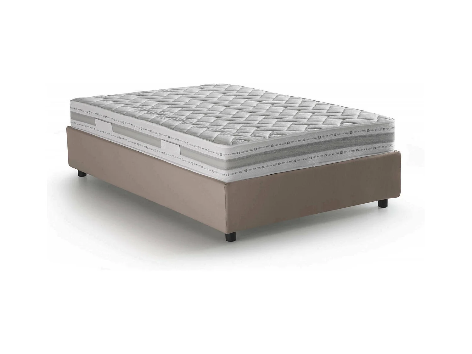 Chiara tweepersoonsbed, Opbergbed met stoffen bekleding, 100% Made in Italy, Opening aan de voorkant, inclusief matras 120x190 cm, Taupe