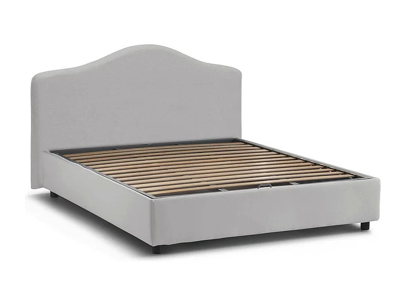 Letto matrimoniale Angiolina, Letto contenitore con rivestimento in tessuto, 100% Made in Italy, Apertura frontale, adatto per materasso 160x190 cm, Bianco