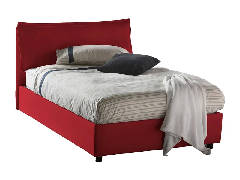 Cama de casal Desirée, Cama de arrumação com forro de tecido, 100% Fabricado em Itália, Abertura frontal, com colchão 120x190 cm incluído, Vermelho