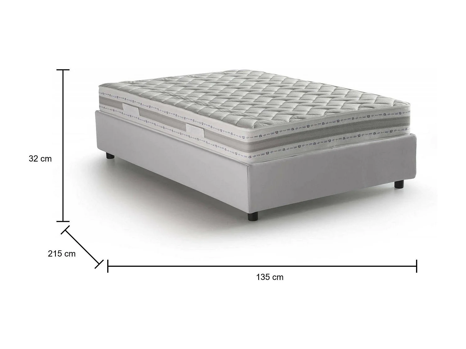 Letto piazza e mezza Sara, Letto contenitore con rivestimento in ecopelle, 100% Made in Italy, Apertura frontale, con materasso Cm 120x200 incluso, Bianco