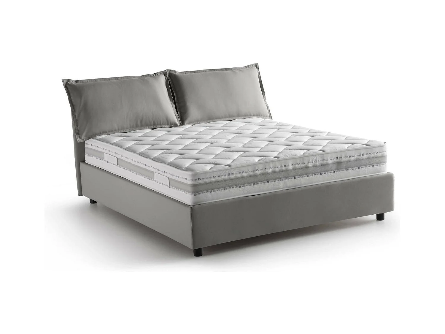Lit double Denise, Lit coffre avec revêtement en tissu, 100% Made in Italy, Ouverture frontale, avec matelas 160x190 cm inclus, Gris