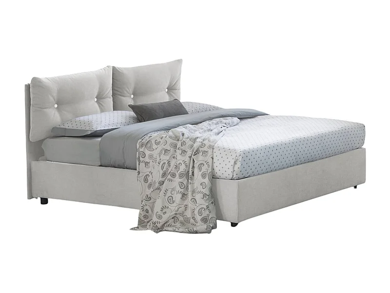 Doppelbett Miriam, Bettkasten mit Stoffbezug, 100 % Made in Italy, Öffnung vorne, geeignet für Matratzen 120 x 190 cm, weiß