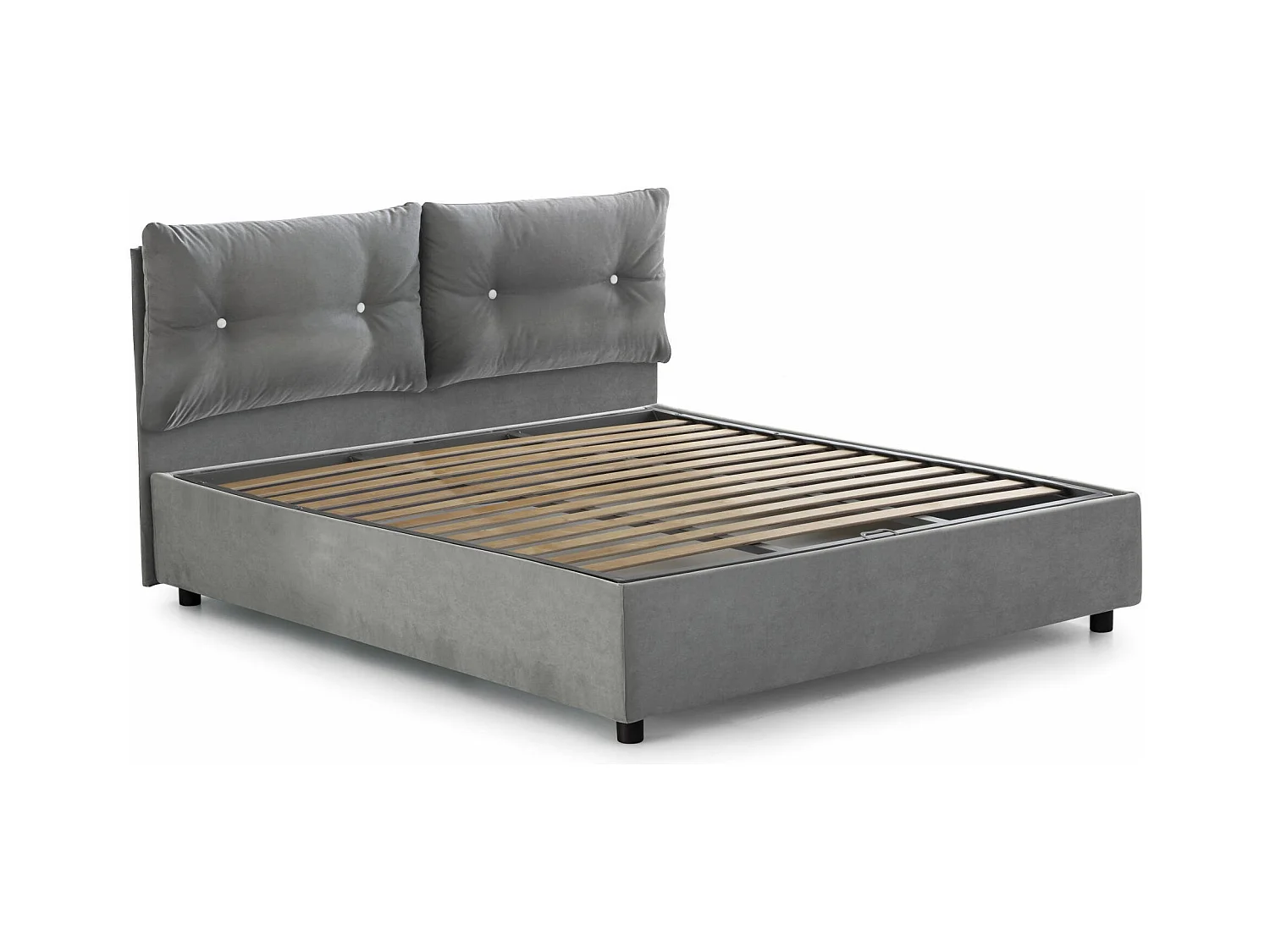 Miriam tweepersoonsbed, opbergbed met stoffen bekleding, 100% Made in Italy, opening aan de voorkant, geschikt voor matras 120x190 cm, grijs