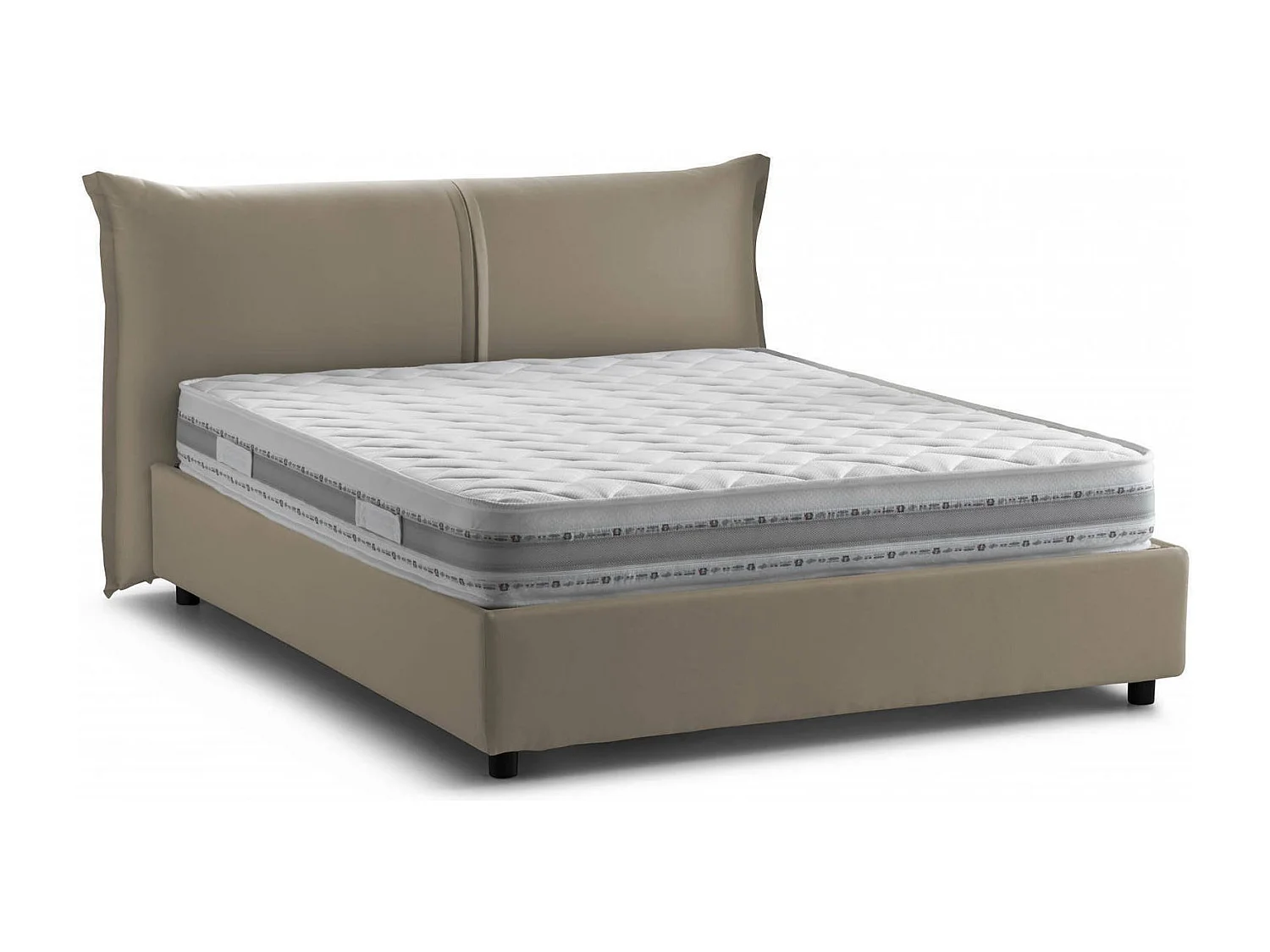 Lit double Cloide, Lit coffre avec revêtement en tissu, 100% Made in Italy, Ouverture frontale, avec matelas 160x200 cm inclus, Taupe
