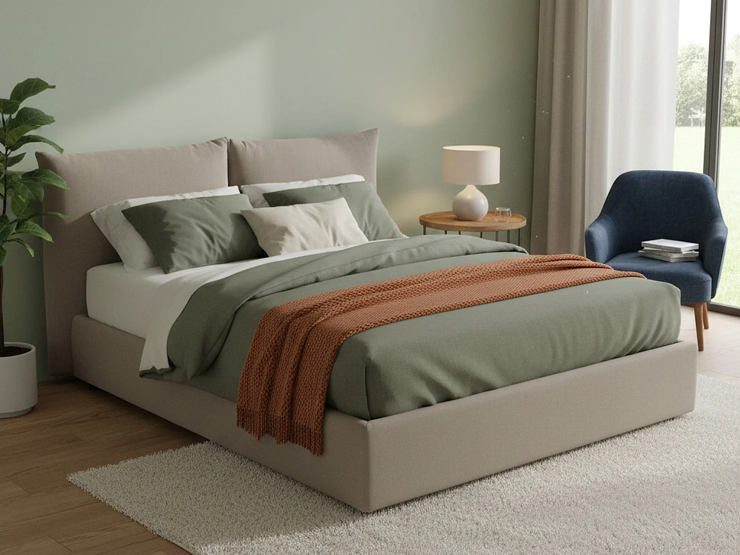 Talamo Italia Tweepersoonsbed Tiziana Grijs taupe\ taupe\ Tortora, Wasbaar met Opbergruimte, Matrasmaat 160x190 cm, Made in Italy