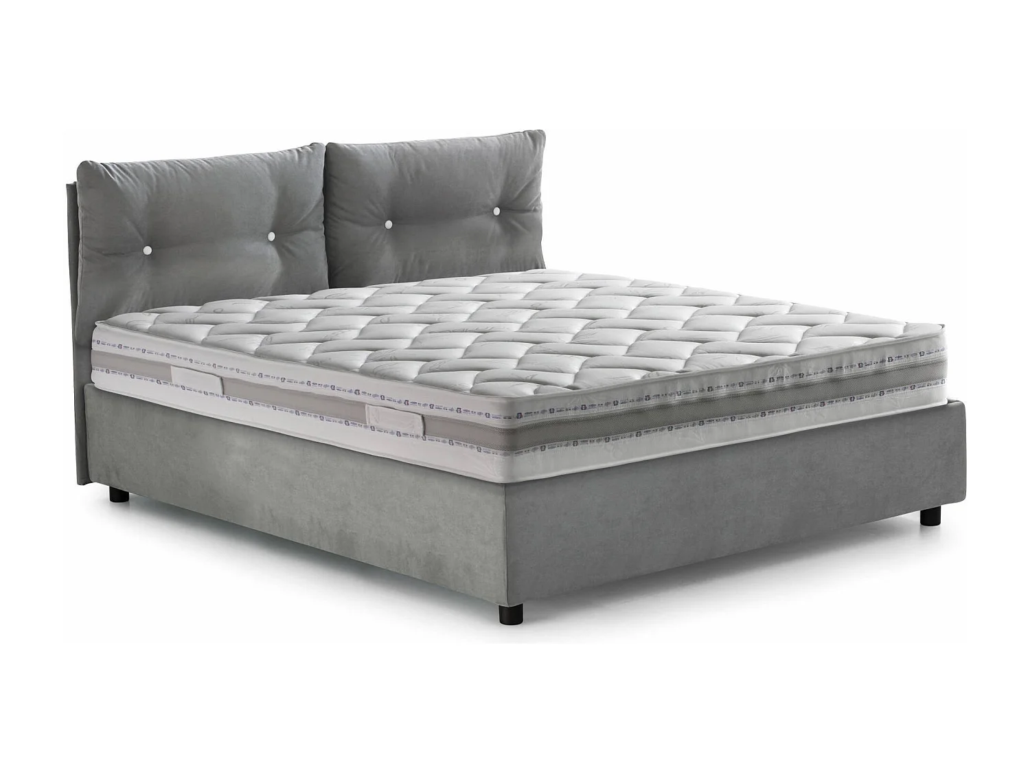 Cama individual Adelaide, Cama contenedor con revestimiento de tela, 100% Made in Italy, Apertura frontal, Apta para colchón de 80x190 cm, Gris