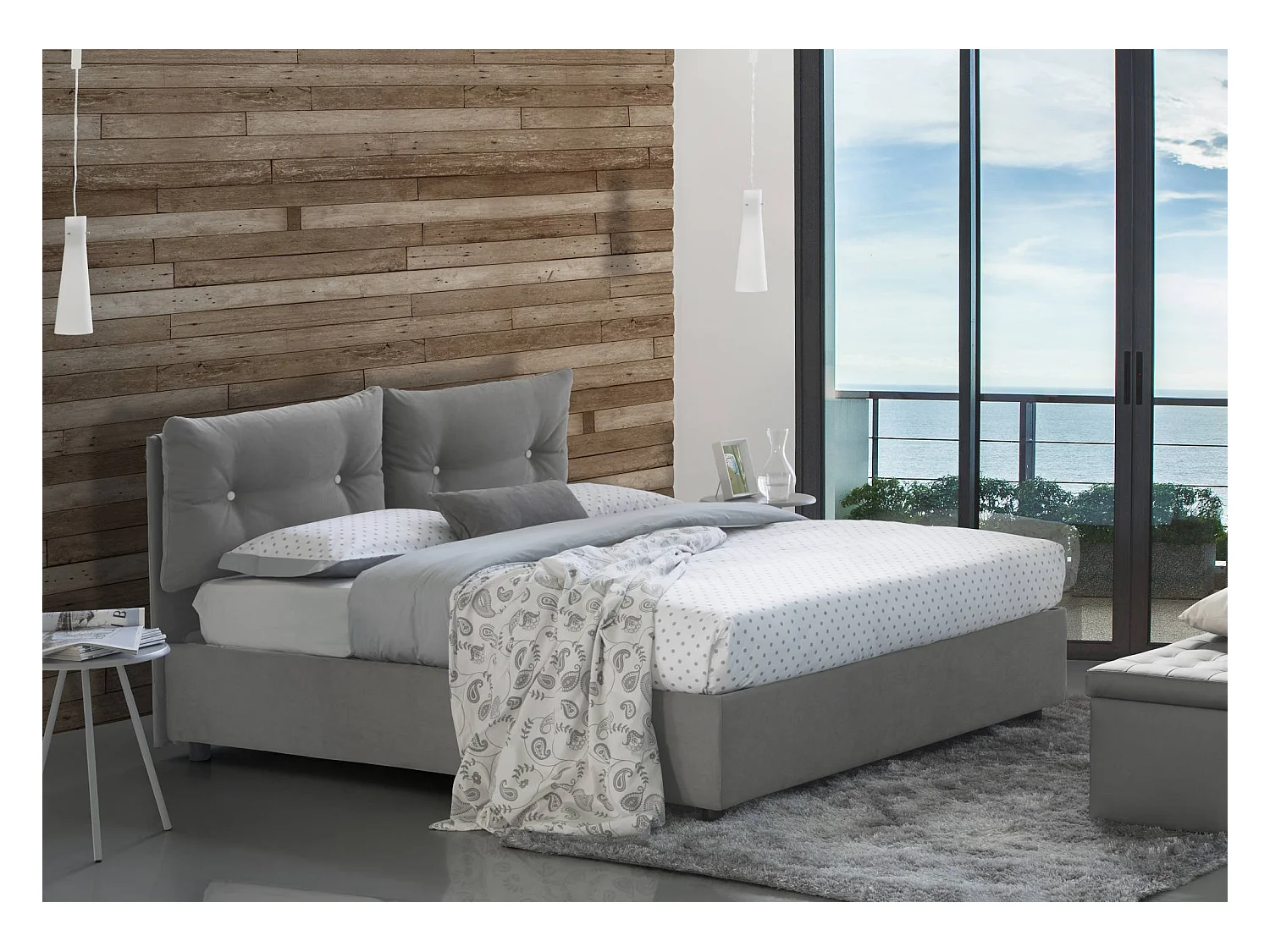 Adelaide eenpersoonsbed, Opbergbed met stoffen bekleding, 100% Made in Italy, Opening aan de voorkant, geschikt voor matras 80x190 cm, Grijs