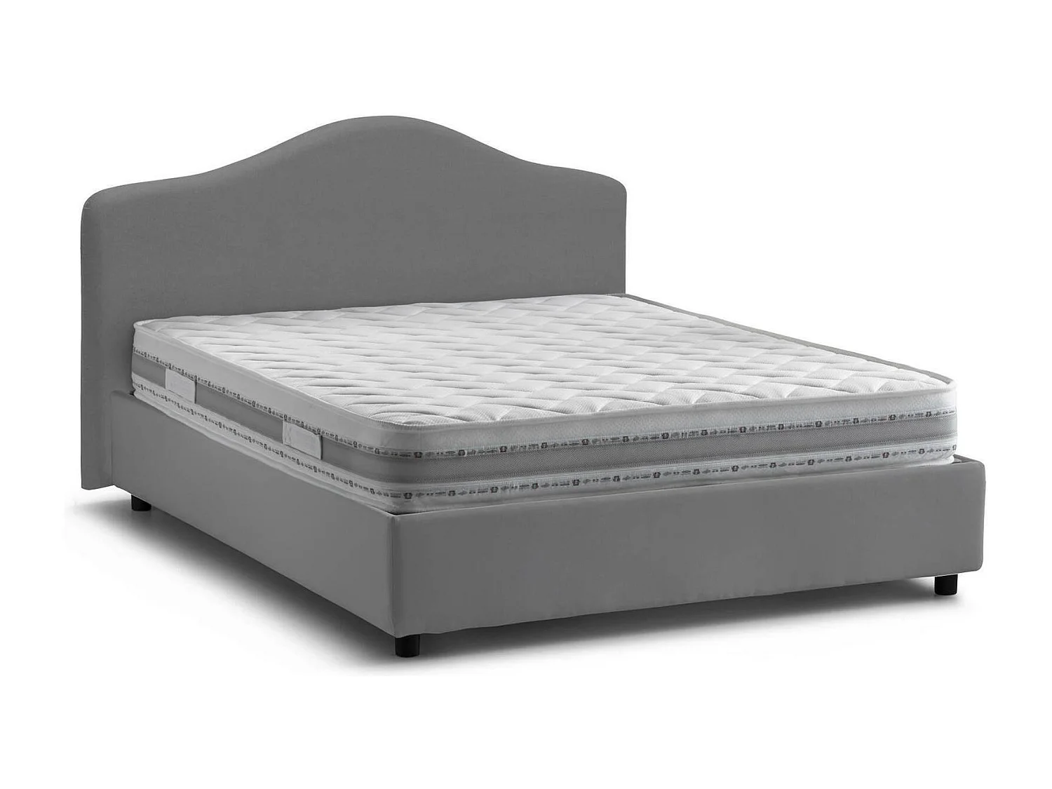 Lit double Mirta, Lit coffre avec revêtement en tissu, 100% Made in Italy, Ouverture frontale, avec matelas 160x200 cm inclus, Gris