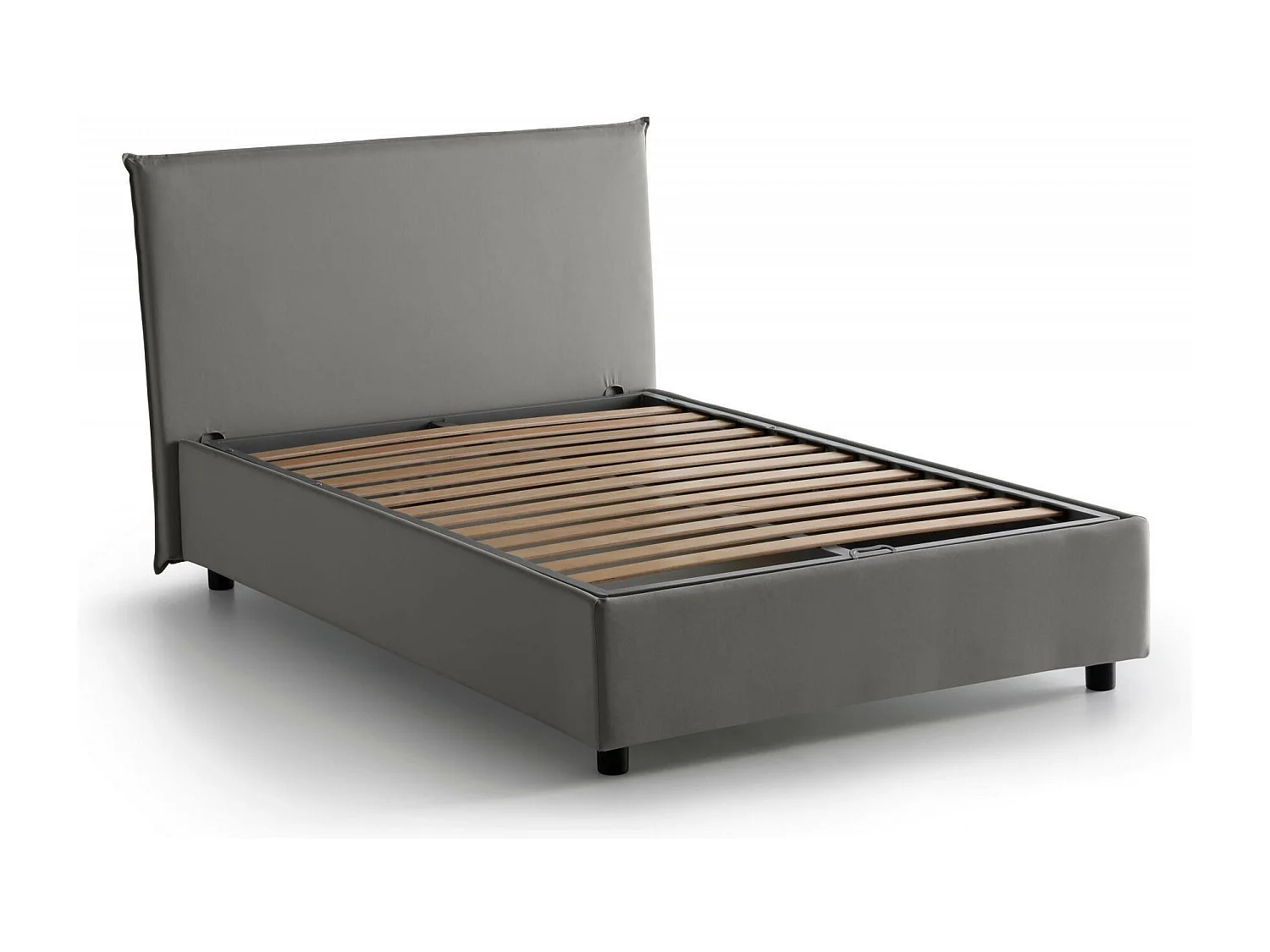 Talamo Italia Bed Anderhalf Persoon Ashasa Grijs Afneembare Hoes, Opbergruimte, Matras 120x190 cm Made in Italy