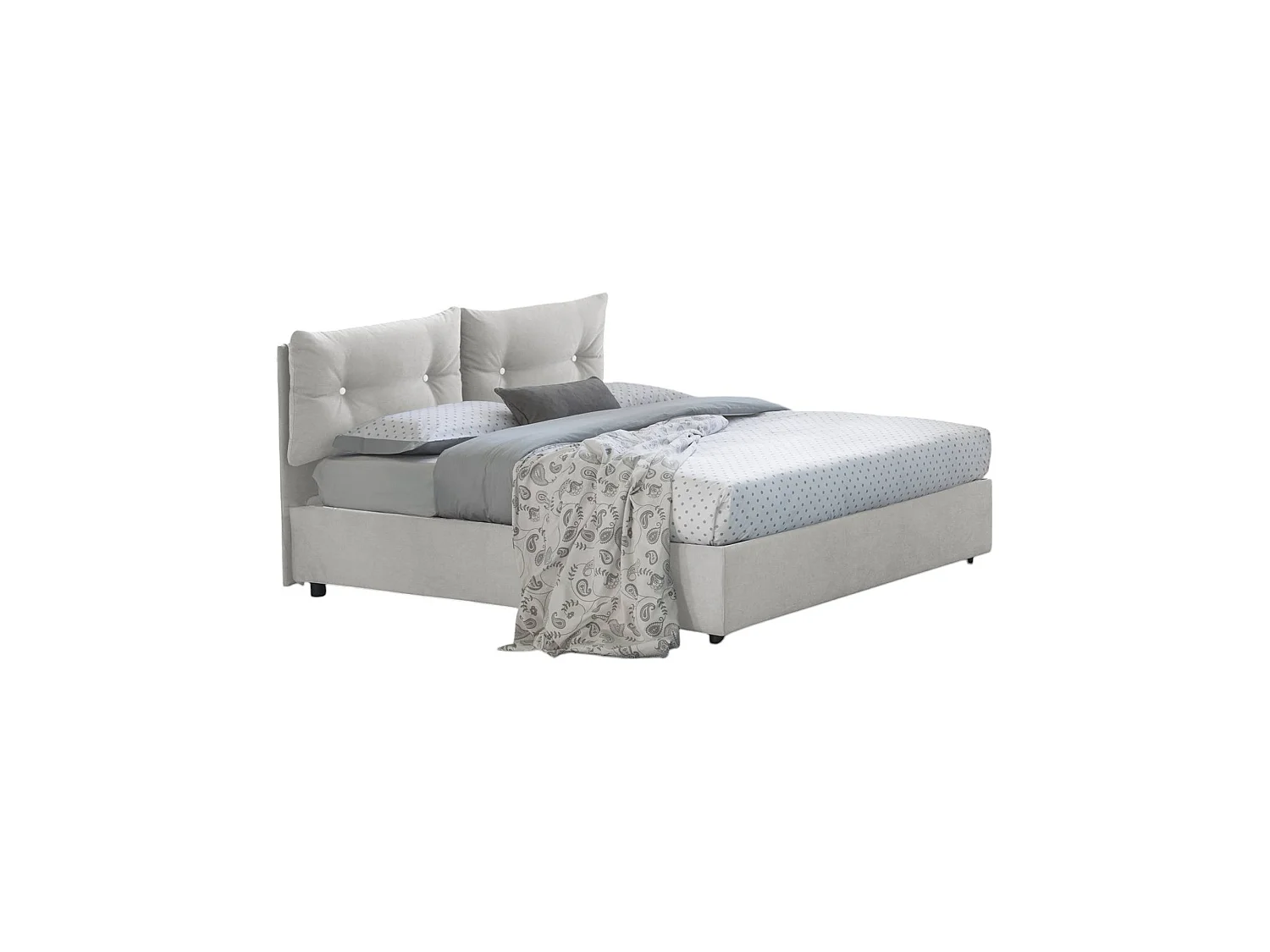 Lit queen size Angelica, Lit coffre avec revêtement en tissu, 100% Made in Italy, Ouverture frontale, avec matelas 120x190 cm inclus, Blanc