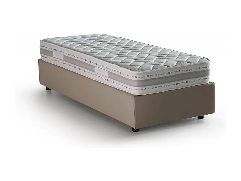 Lit simple Diana, Lit coffre avec revêtement en tissu, 100% Made in Italy, Ouverture latérale, avec matelas 80x190 cm inclus, Taupe