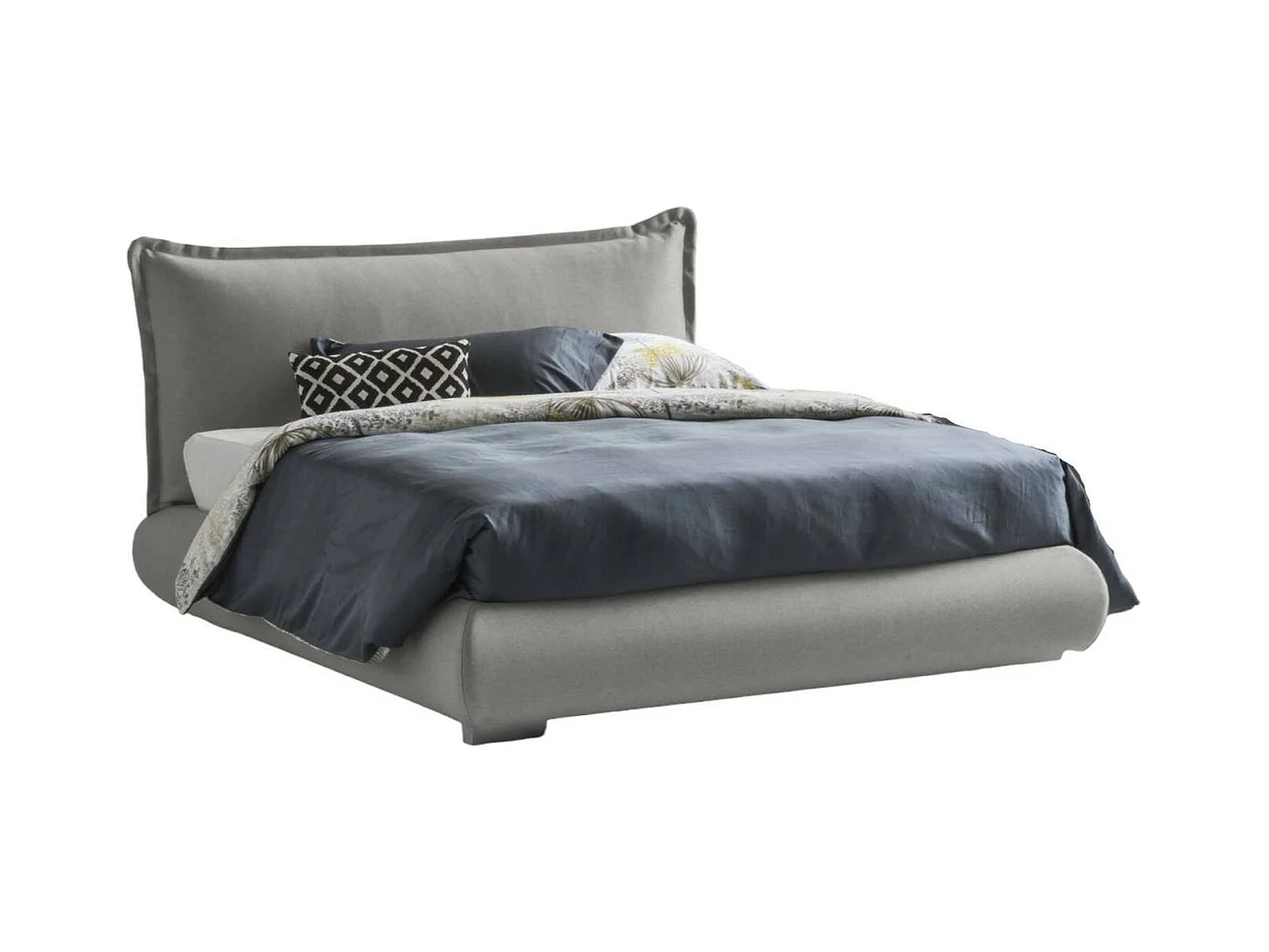 Lit double Ilenia, Lit coffre avec revêtement et tête de lit en tissu, 100% Made in Italy, Ouverture frontale, adapté pour matelas 160x190 cm, Gris