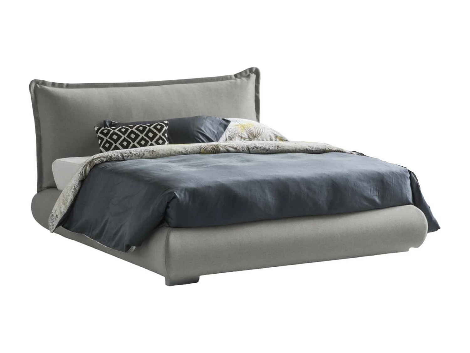 Lit double Ilenia, Lit coffre avec revêtement et tête de lit en tissu, 100% Made in Italy, Ouverture frontale, adapté pour matelas 160x190 cm, Gris