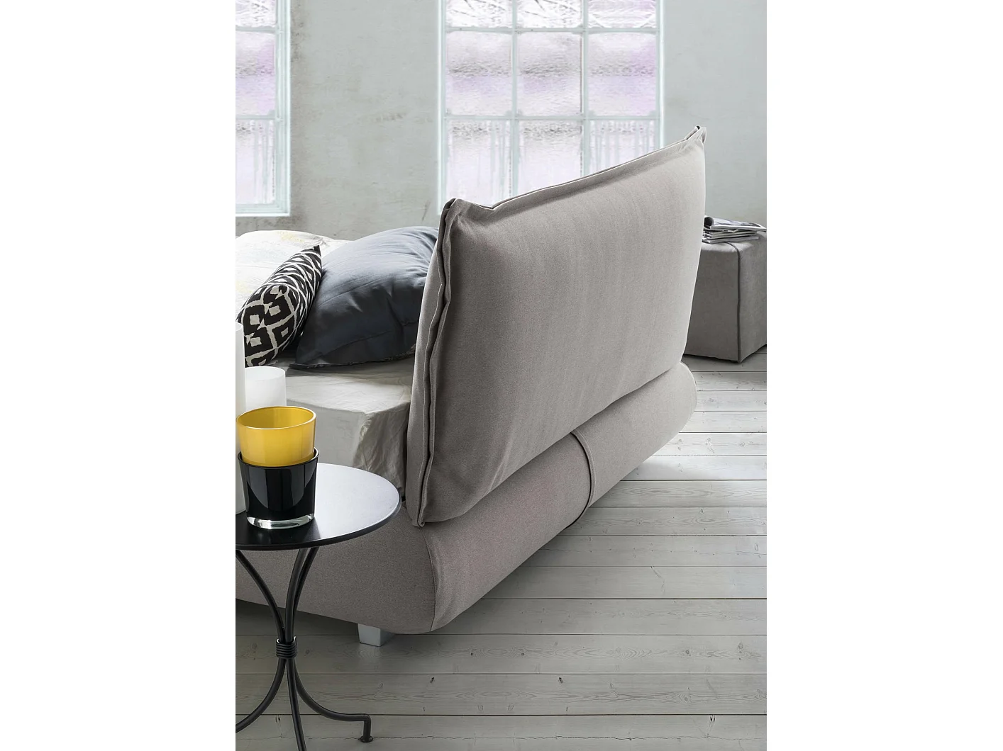 Doppelbett Ilenia, Bettkasten mit Stoffbezug und Kopfteil, 100 % Made in Italy, Ã–ffnung vorne, geeignet für Matratzen 160 x 190 cm, Grau