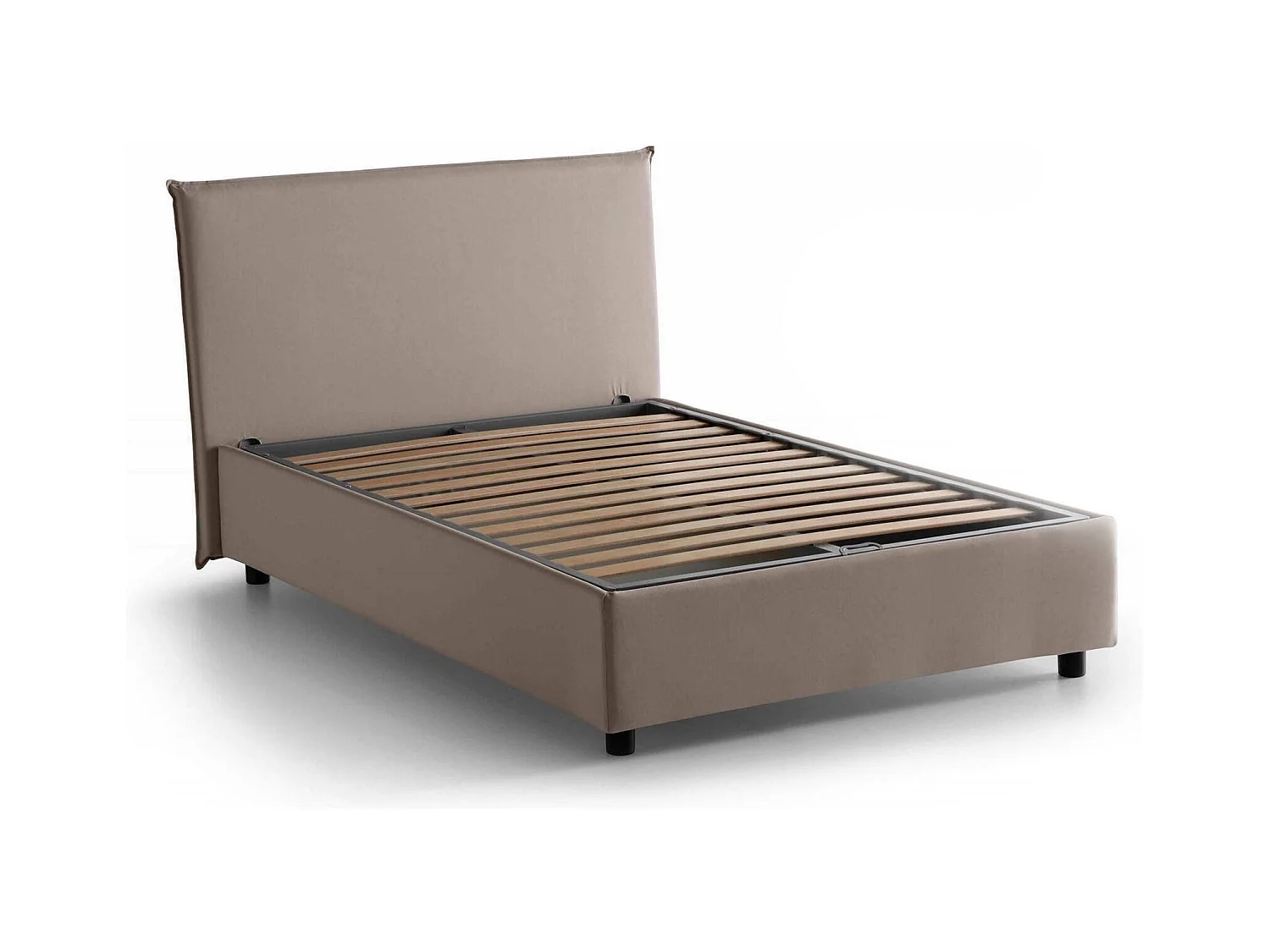 Lit double Astrid, lit coffre avec revêtement en tissu, 100% Made in Italy, ouverture frontale, adapté pour matelas 120x200 cm, gris tourterelle