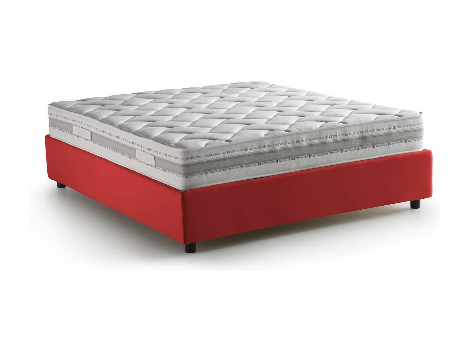 Cama de casal Dana, Cama arrumação com forro de tecido, 100% Fabricado na Itália, Abertura frontal, com colchão 160x190 cm incluído, Vermelho
