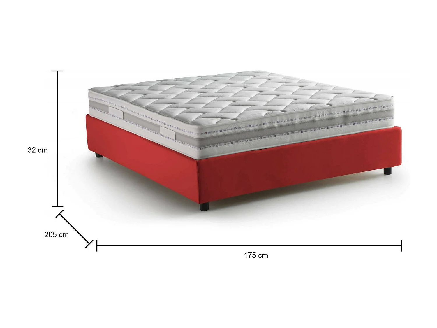 Cama de casal Dana, Cama arrumação com forro de tecido, 100% Fabricado na Itália, Abertura frontal, com colchão 160x190 cm incluído, Vermelho