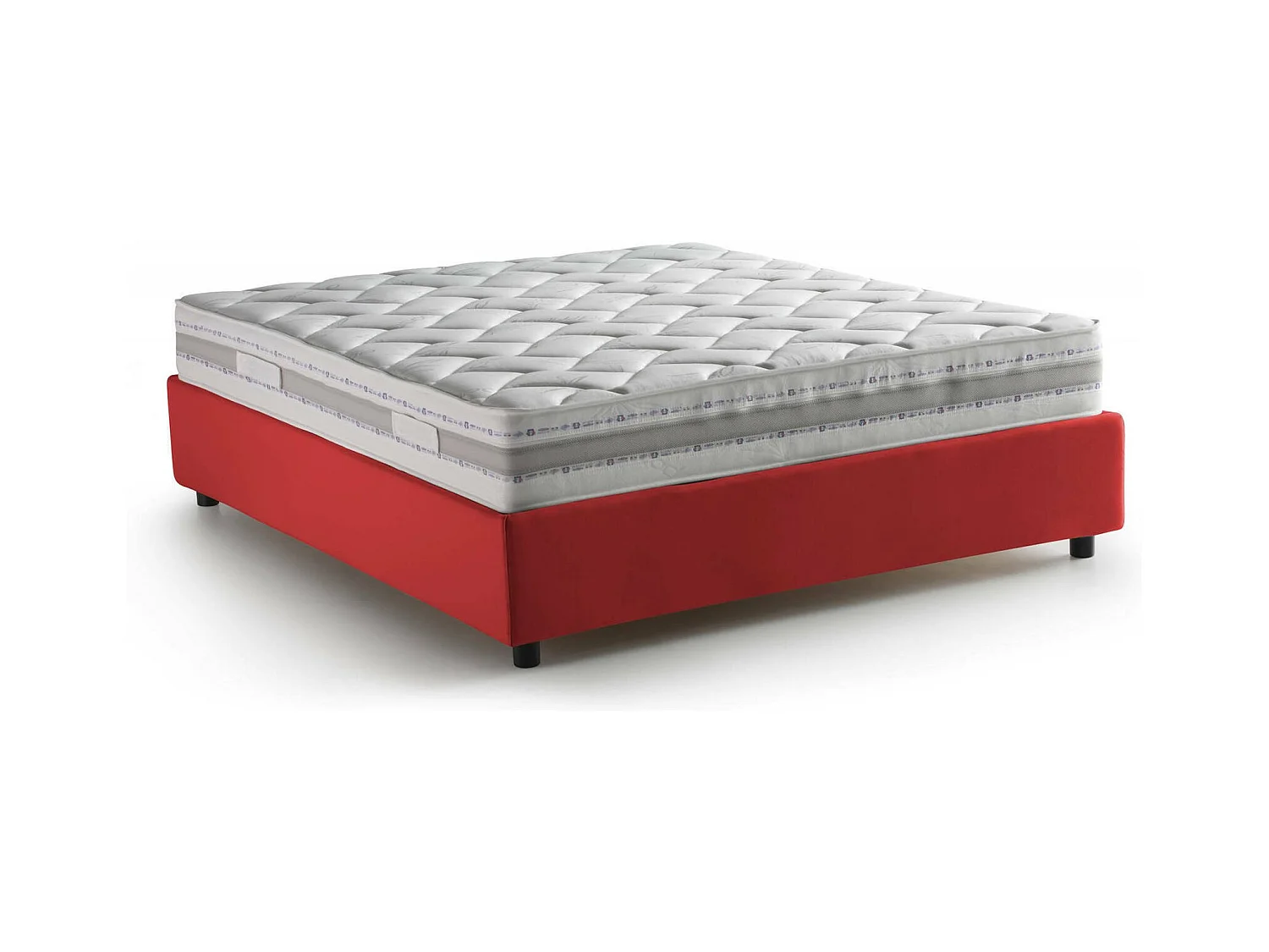 Lit double Dana, Lit coffre avec revêtement en tissu, 100% Made in Italy, Ouverture frontale, avec matelas 160x190 cm inclus, Rouge