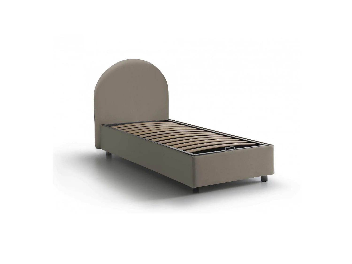 Lit simple Giorgia, Lit coffre avec revêtement en éco-cuir, 100% Made in Italy, Ouverture latérale, adapté pour matelas 80x190 cm, Taupe