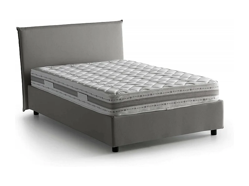 Lit double Chicca, Lit coffre avec revêtement en tissu, 100% Made in Italy, Ouverture frontale, avec matelas 120x200 cm inclus, Gris