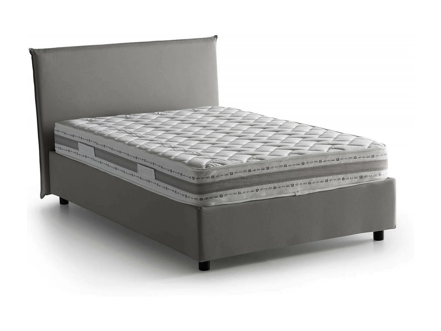 Lit double Chicca, Lit coffre avec revêtement en tissu, 100% Made in Italy, Ouverture frontale, avec matelas 120x200 cm inclus, Gris