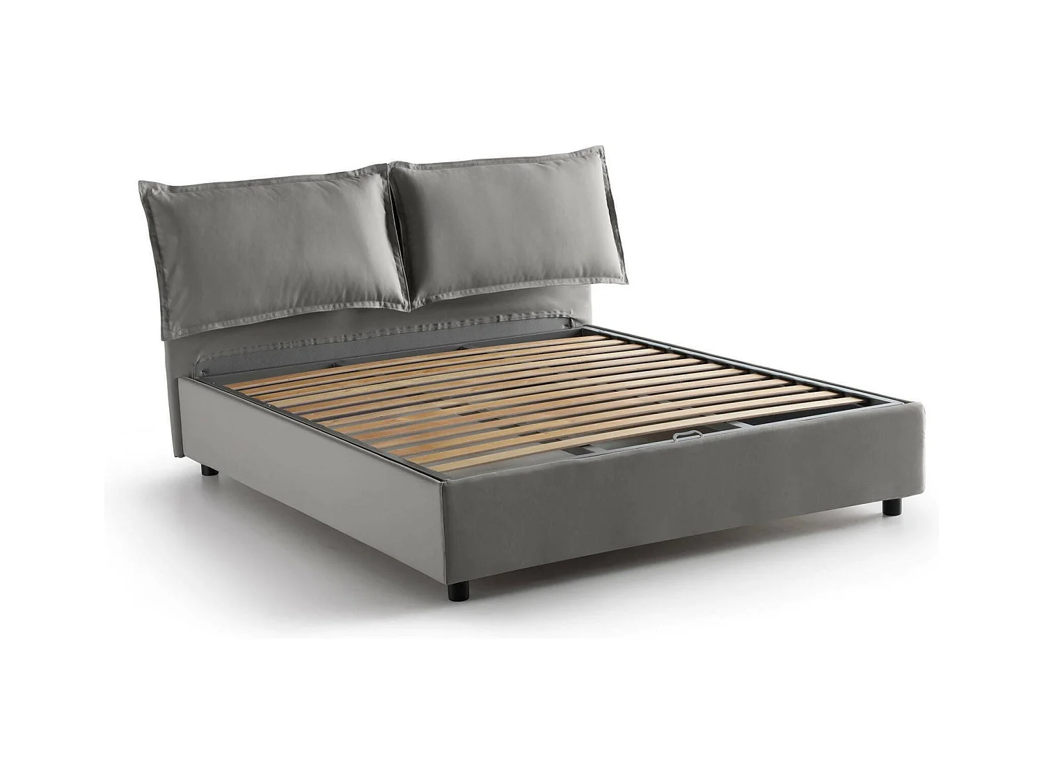 Lit double Antonia, Lit coffre avec revêtement en tissu, 100% Made in Italy, Ouverture frontale, adapté pour matelas 160x200 cm, Gris
