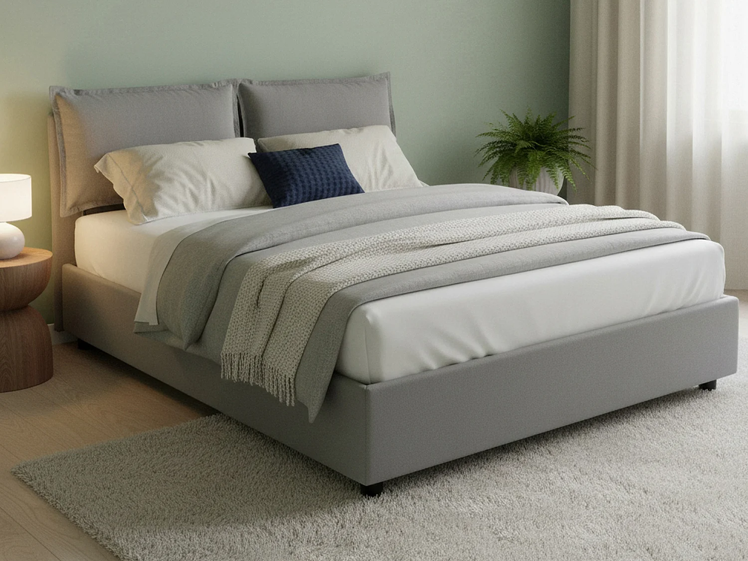 Letto matrimoniale Antonia, Letto contenitore con rivestimento in tessuto, 100% Made in Italy, Apertura frontale, adatto per materasso Cm 160x200, Grigio