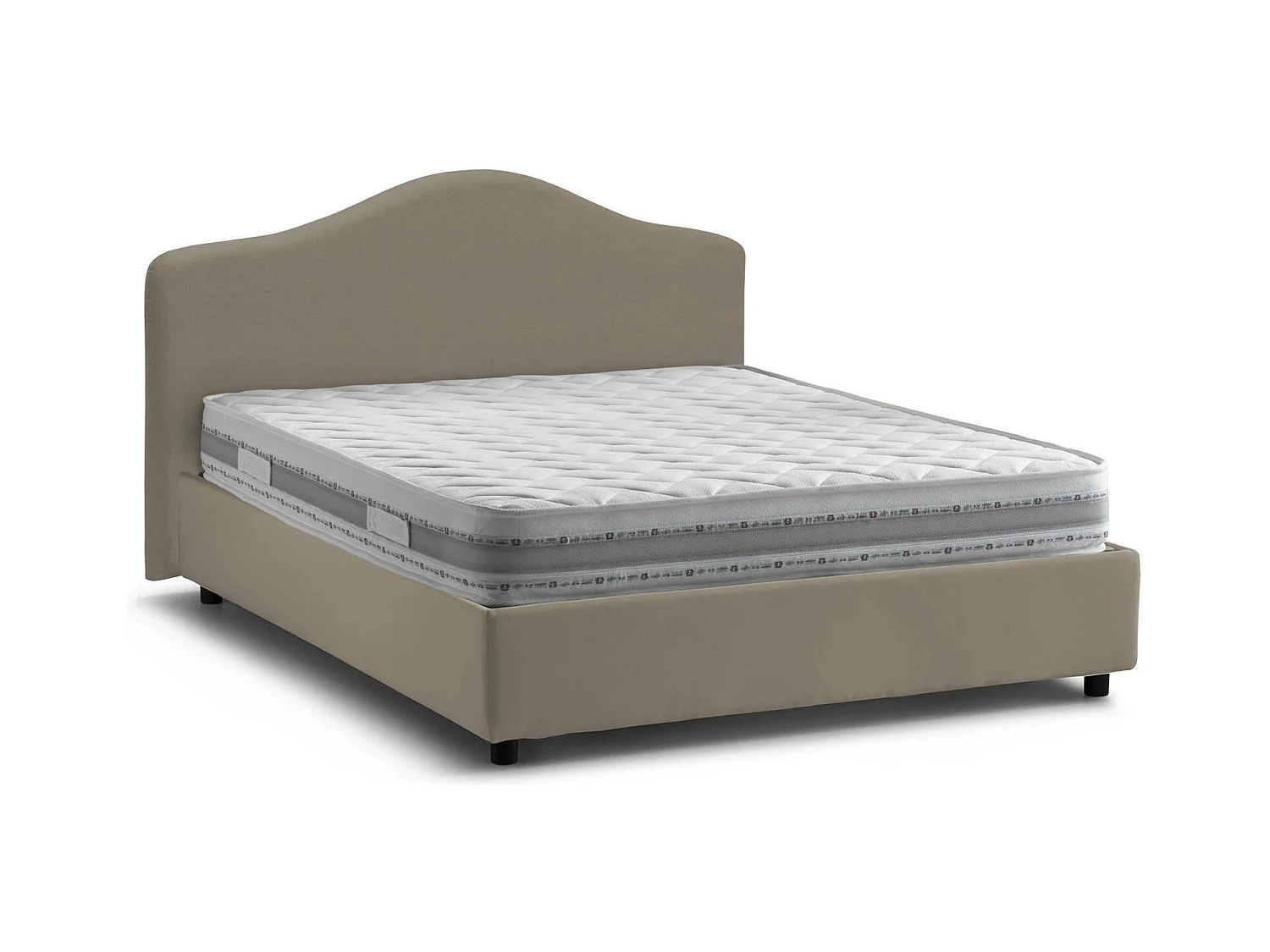 Lit double Mirta, Lit coffre avec revêtement en tissu, 100% Made in Italy, Ouverture frontale, avec matelas 160x200 cm inclus, Taupe