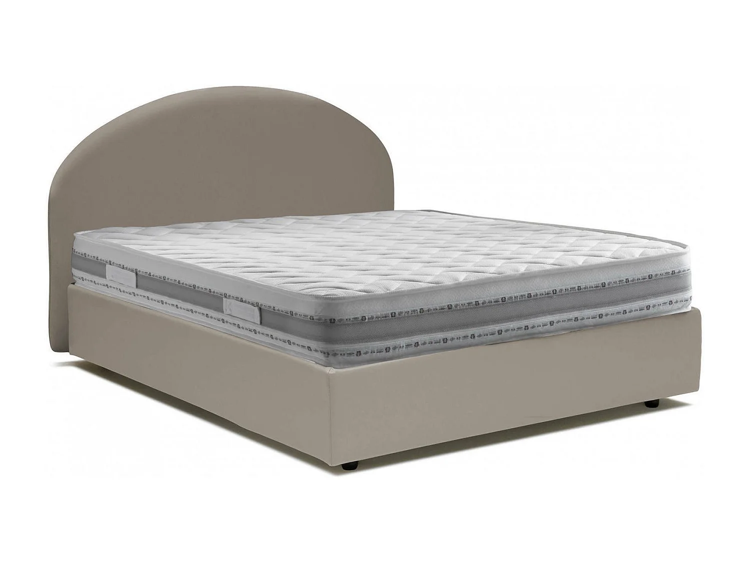 Consolata tweepersoonsbed, Opbergbed met eco-lederen bekleding, 100% Made in Italy, Opening aan de voorzijde, inclusief matras 160x190 cm, Taupe