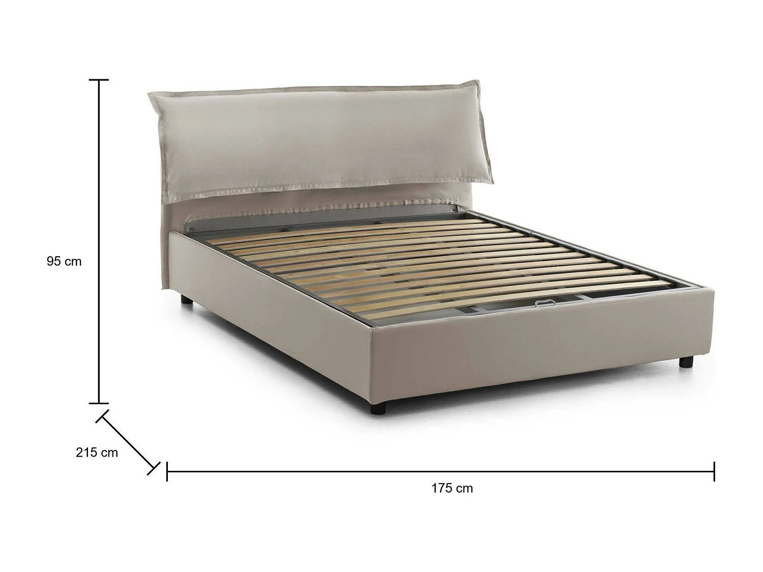Cloe tweepersoonsbed, opbergbed met afneembare hoes met gestoffeerd hoofdbord en opbergbedframe, 100% Made in Italy, geschikt voor matras 160x200 cm, duifgrijs