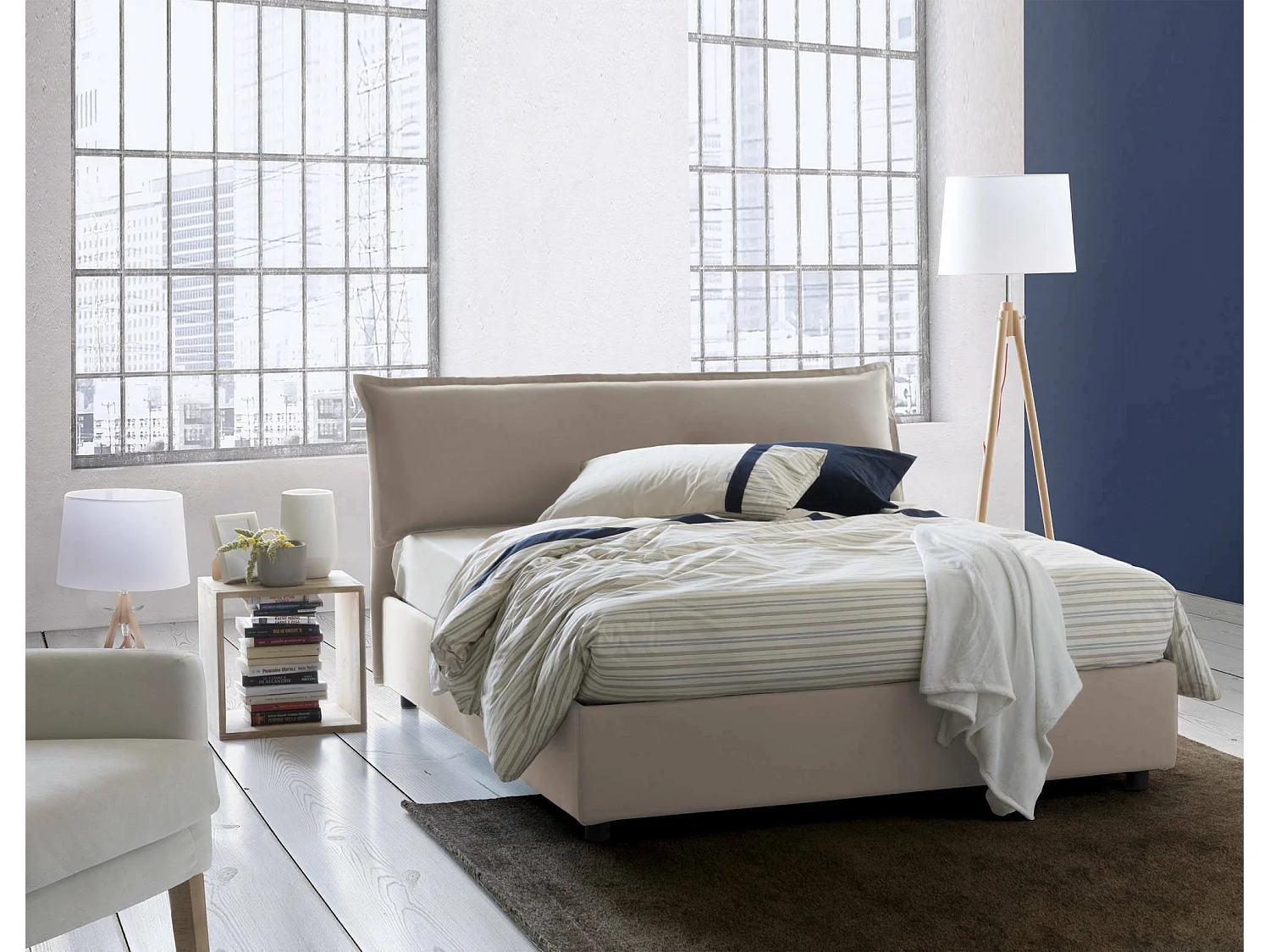Cloe tweepersoonsbed, opbergbed met afneembare hoes met gestoffeerd hoofdbord en opbergbedframe, 100% Made in Italy, geschikt voor matras 160x200 cm, duifgrijs