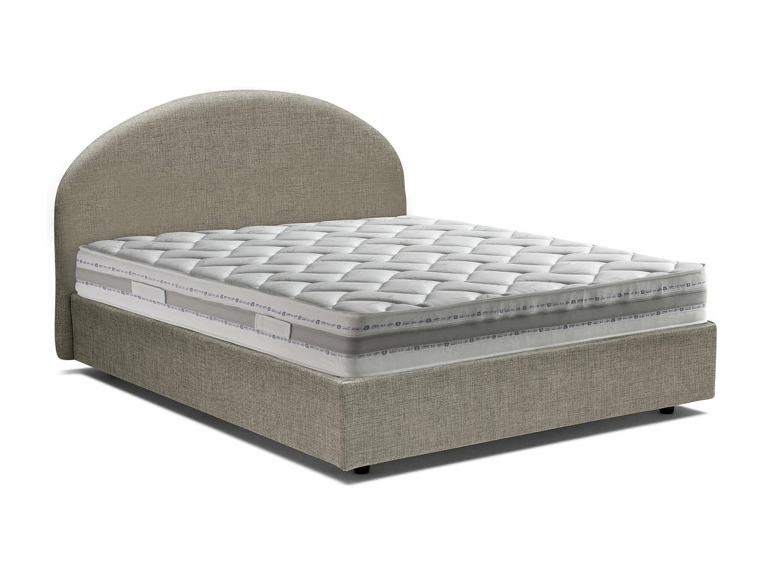 Lit double Cora, Lit coffre avec revêtement en tissu, 100% Made in Italy, Ouverture frontale, avec matelas 160x190 cm inclus, Taupe