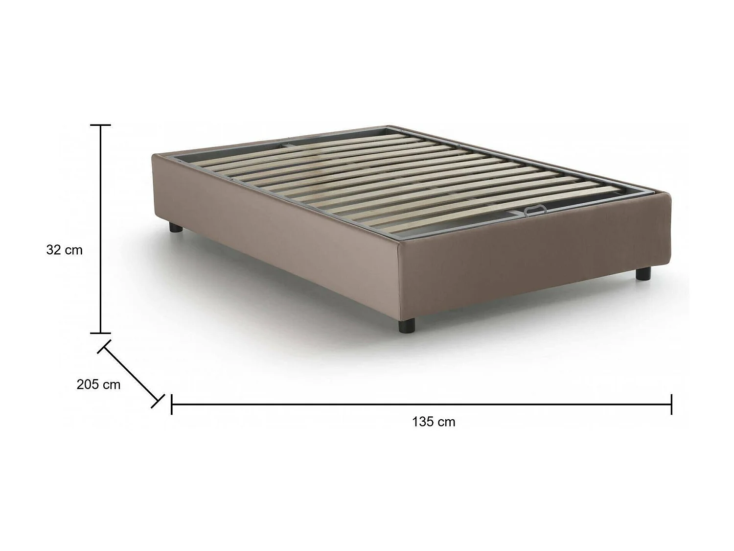 Lit double Nicole, lit coffre avec revêtement en tissu, 100% Made in Italy, ouverture frontale, adapté pour matelas 120x190 cm, gris tourterelle