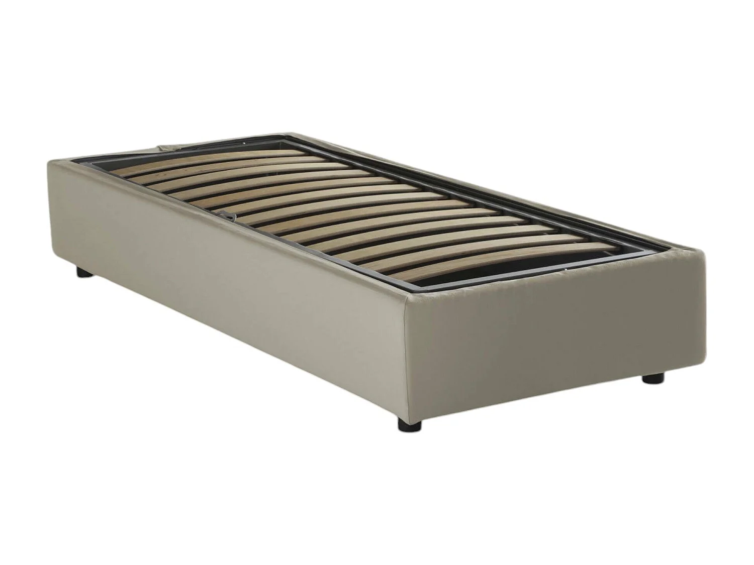 Cama de solteiro Valentina, Cama arrumação com forro de tecido, 100% Fabricado na Itália, Abertura frontal, com colchão 90x200 cm incluído, Bege