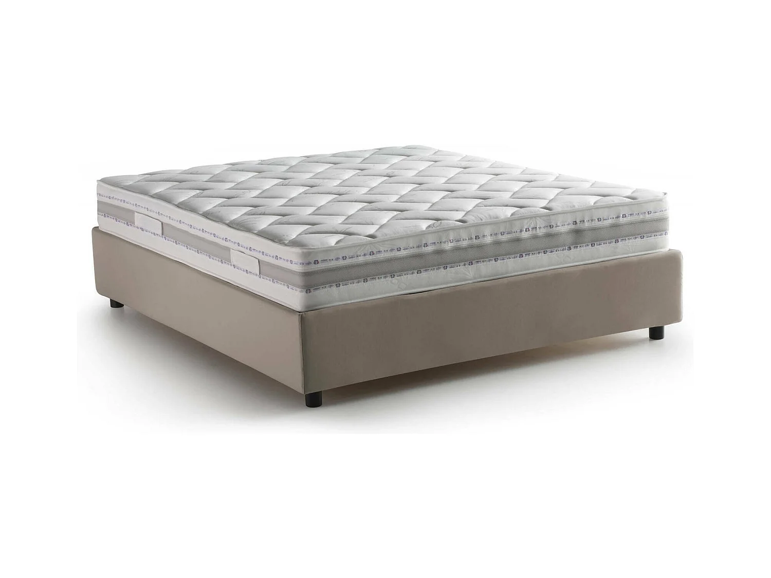 Tweepersoonsbed Adele, Opbergbed met stoffen bekleding, 100% Made in Italy, Opening aan de voorkant, inclusief matras 140x190 cm, Taupe